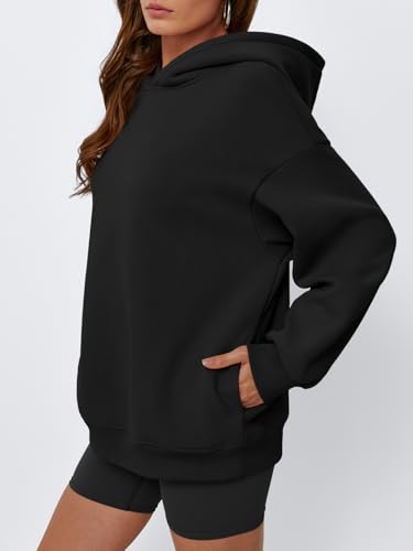 EFAN Women's Oversized Hoodies Small Black Comfort Sweatshirt Cute Outfit