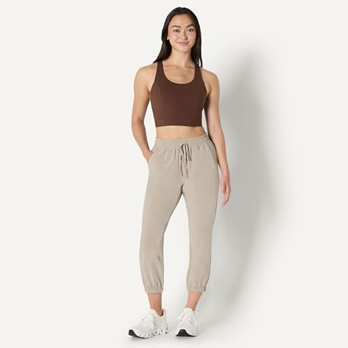 Women's Active Performance Stretch Woven Crop Jogger Pants - Taupe, X-Small