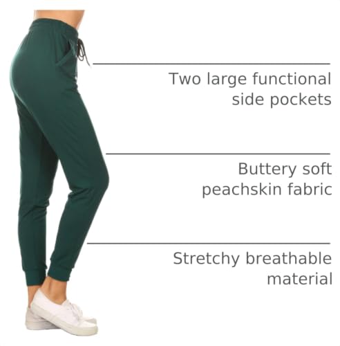 Women's Cuffed Jogger Sweatpants with Pockets - Forest Green, 3X