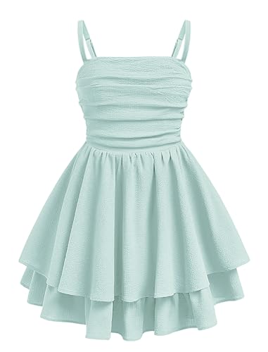 Girls 12 Years Mint Green Ruffled Formal Dress for Party & Dance - EXARUS