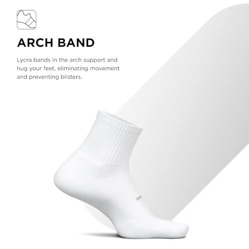 Feetures High Performance Max Cushion Quarter Tall Socks - Medium White (3 Pair)