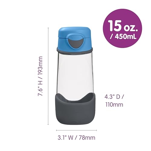 Kids Water Bottle 15oz Sport Spout BPA-Free Toddler Hydration Bottle Blue Slate