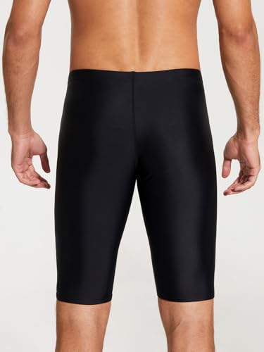 Men's Swim Jammers Athletic Racing Swimwear Long Shorts Size 28-40 11 Inseam Black