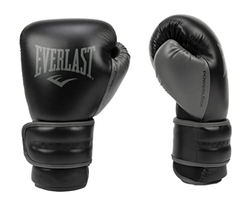 Everlast Powerlock 2 Boxing Gloves 16 oz Black/Gray - Heavy Bag & Training