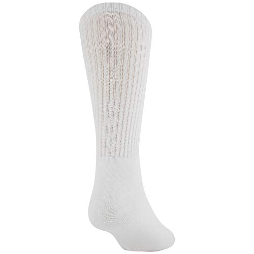 Men's Cotton Athletic Crew Socks - Multipack, White, Large, Reinforced Toe