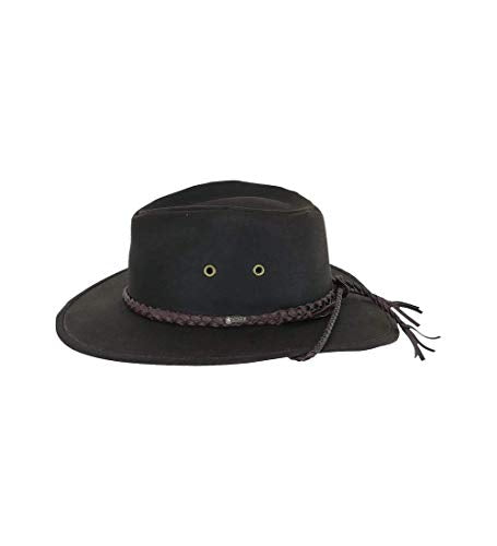 Unisex Western Oilskin Hat - Large Brown Waterproof Breathable Cotton - Outback Trading