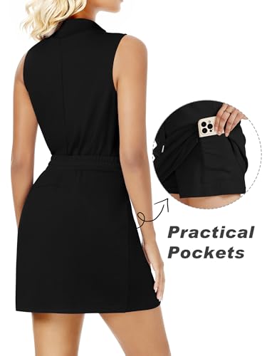 2 Piece Skirt Set for Women - Summer Tennis Travel Outfits (Medium, Black) - Casly Lamiit