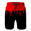 Mens X-Large Red Drips Swim Trunks with Mesh Lining Quick Dry Beach Shorts