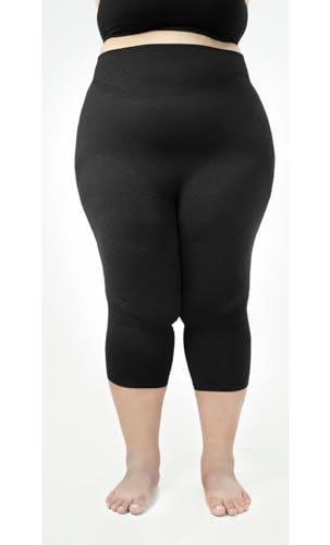 Bioflect® Capri Compression Leggings 7XL Black with Bioactive Fibers & Raised Massage Knit
