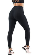 Black Medium High-Waisted Compression Leggings for Workout & Yoga - Flattering Fit