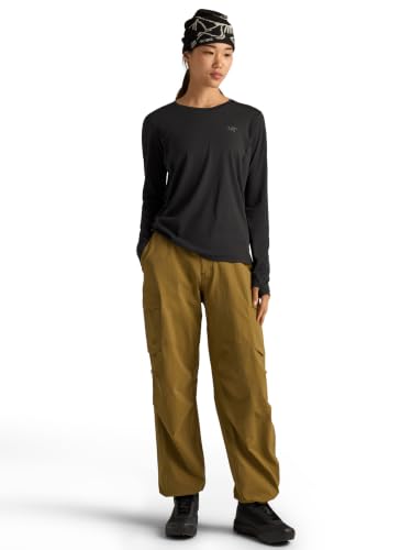 Women's Sunna Crew LS Shirt - Black, Small, UPF 50+ Recycled Polyester