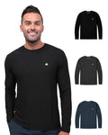 X-Large 3-Pack Men’s Long Sleeve Workout Shirts - Black Charcoal Navy Logo