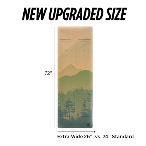 Peaceful Mountain Cork Yoga Mat 72x26x4mm Extra Large Non-Slip Support