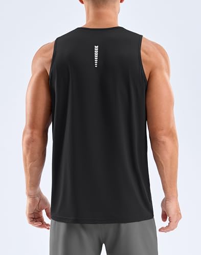 Men's Sleeveless Workout Tank Top Large Black - Muscle & Fitness Shirt