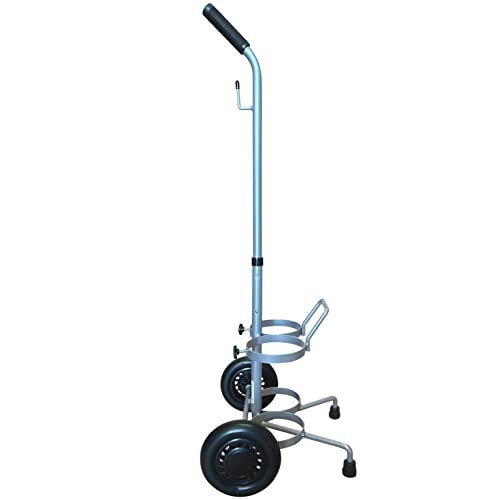 ResOne Dual Oxygen Tank Cart with Wheels & Adjustable Handle - Portable Steel Frame, Holds 2 Cylinders (Variation 1)