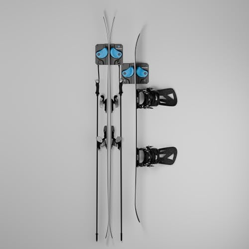Gravity Grabber Cyan Ski & Snowboard Wall Rack - 2 Pack Winter Gear Organizer