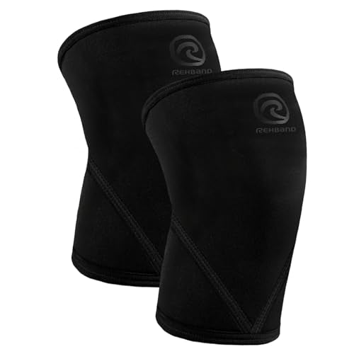 Rehband Classic 7mm V Knee Sleeve for Weightlifting, Powerlifting, Crossfit - Medium / Carbon Black