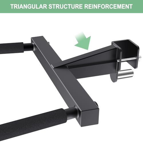 SELEWARE Dip Bar Attachment for Power Cage, 2x2 Inch, Fits 5/8" & 1" Holes — Heavy-Duty, Adjustable, Universal Compatibility