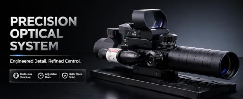Black 3-9x32EG Red/Green Dot Rangefinder Scope with Riser Mount for 20mm Rail