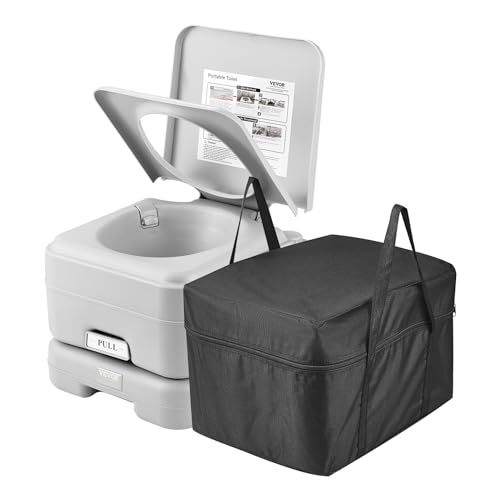 VEVOR Portable Camping Toilet with 3.2 Gal Waste & Flush Tanks, Pressurized Flush, Level Indicator