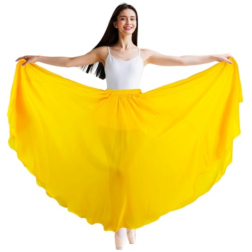 Yellow Belly Dance Skirt for Women, Flowy Long Skirt, Halloween Costume Gift