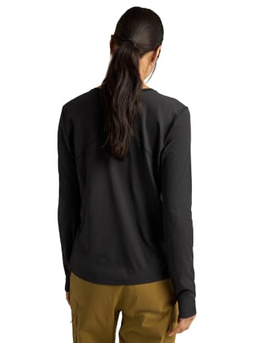 Women's Sunna Crew LS Shirt - Black, Small, UPF 50+ Recycled Polyester