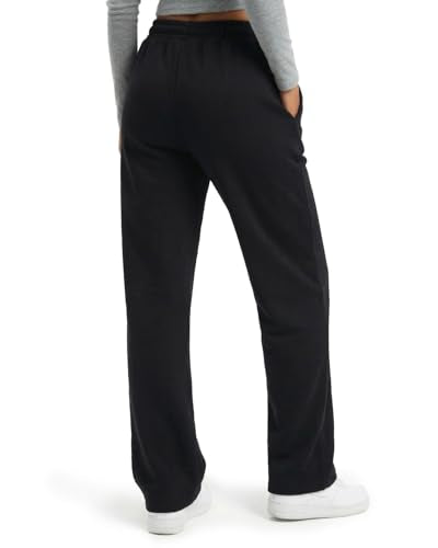 X-Large Extra Tall Wide Leg Sweatpants for Women with Front Seam & Pockets - Black 32/34 Inseam