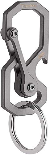 Tibitdeer Grey Titanium Keychain with Carabiner and Bottle Opener - Heavy Duty Multi-Function Key Organizer