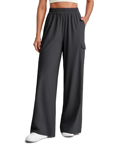 Women’s Lightweight Wide Leg Summer Pants - Black, Small, 5'2"-5'4.5" | Elastic Waist