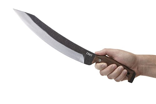 Outdoor Survival Fixed Blade Knife with Sheath - Curved Carbon Steel Blade, Walnut Handle