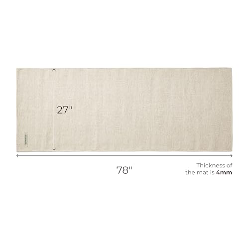 Organic Cotton Yoga Mat - Handwoven Non-Toxic Exercise Rug, 78 x 27 inches - Natural Cotton Variation