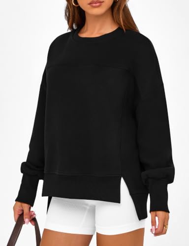 Women's Black Fleece Crewneck Sweatshirt - Large Pullover