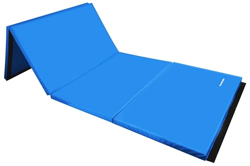 Blue 6x4 Feet 4-Panel Folding Gymnastics Mat - 2 Inch Thick Exercise Cushion