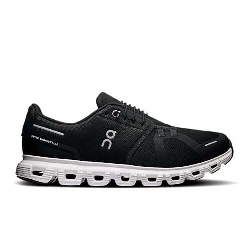 Men's Cloud 6 Sneakers - Black & White 10.5 Comfortable Athletic Shoes