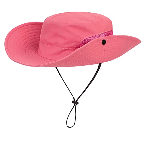 Kids Sun Hat Ponytail Girl UPF 50 Bucket Cap Summer Beach Fishing 2pcs Purple Watermelon Red 8-12T
