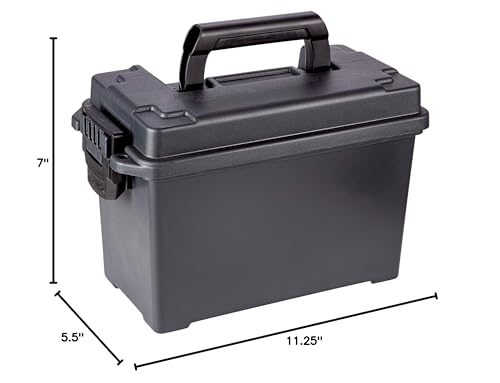 Plano Field Ammo Box .50 Caliber, Black, Lockable Ammunition Storage Box with Heavy-Duty Carry Handle, Medium Plastic Ammo Crate, Water-Resistant Protection, Holds 6-8 Boxes of Ammo