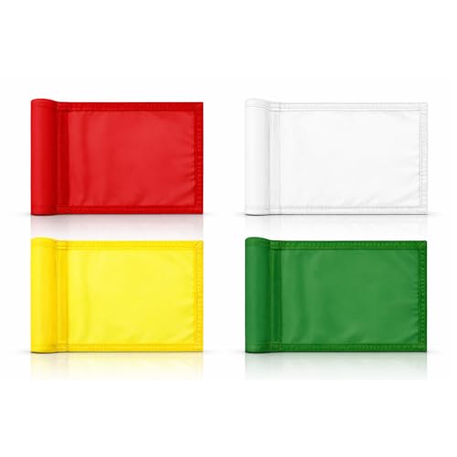 Golf Flags Set of 4 - 8x6 Inches Solid Polyester Flags for Putting Green & Backyard Practice