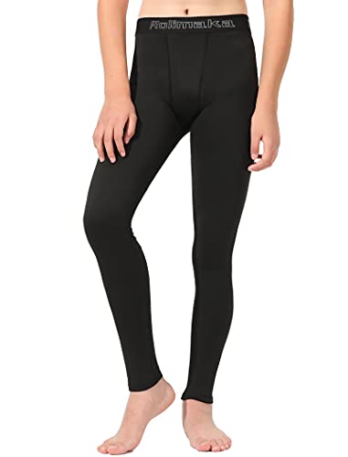 Kids Small Black Youth Compression Leggings for Athletic Activity - Rolimaka