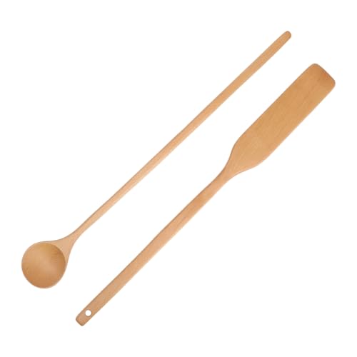 Wooden Kitchen Utensils Set - 24 Inch Beech Wood Spoon & Spatula - Long Handle Cooking Tools for Large Pots - Variation: Spoon & Spatula