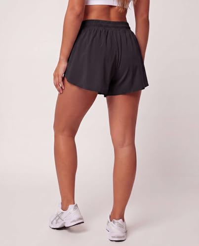 Women's Flowy Athletic Shorts - Black, Medium, Lounge & Workout