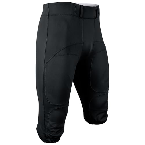 Champro Boys' Conquest Football Pants - Medium Black, 4-Way Stretch, Reinforced Knees