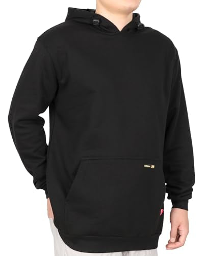 X-Large Black Flame Resistant Heavyweight Hoodie - 14oz Fleece Pullover
