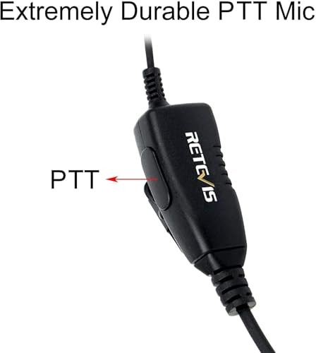 Retevis Case of 10, Walkie Talkies Earpiece with Mic 2 Pin D-Type Headset for H-777 RT22 RT21 RT86S, Compatible with Pxton, Baofeng BF-888S, Kenwood Walkie Talkies, Walkie Talkie Earpiece(10 Pack)