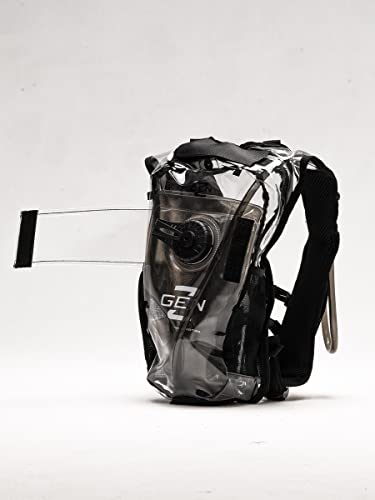 RAVERUNNER® Clear Hydration Pack | Festival Approved Hydration Backpack with 2L Bladder & Quick Disconnect Hose | Transparent Camelbak Water Backpack, Clear Hydration Backpack, ClearCamelbak