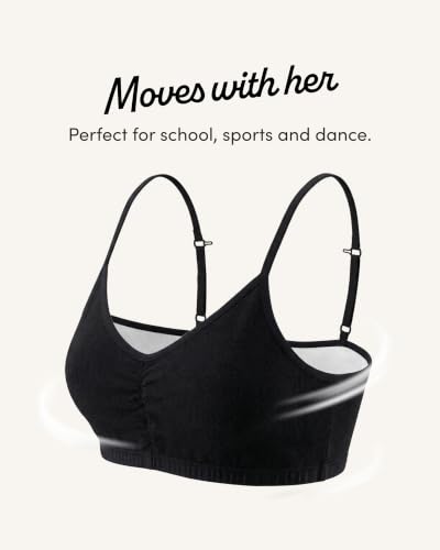Girls' Bra with Removable Cookies - Light Nude/Black 2-Pack - Supportive & Adjustable