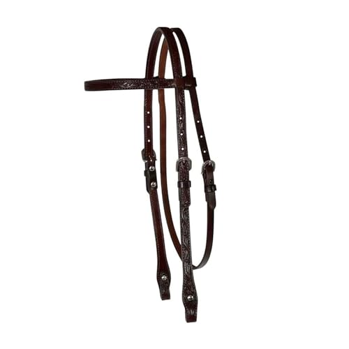Walnut Circle Y Classic Floral Browband Horse Headstall - Western Leather Tack