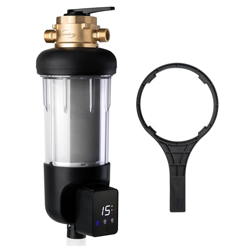 iSpring WSP50ARJ-BP Jumbo Whole House Water Filter System with Auto Flushing & Bypass, 50 Micron