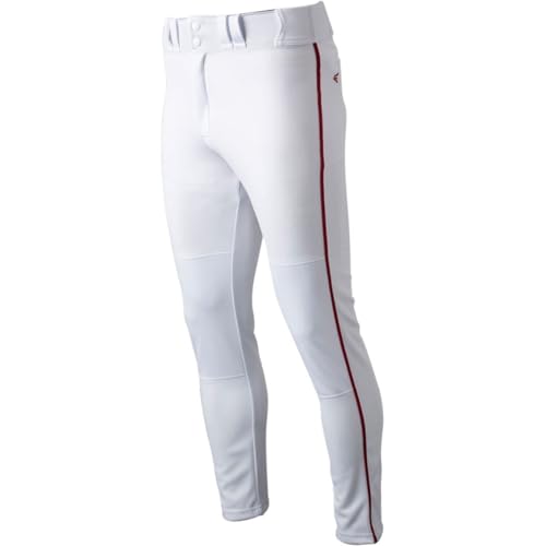 Youth Rival Baseball Pants Full Length Semi-Relaxed Fit Piped White/Red XL