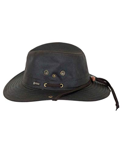 X-Large Brown Waterproof UPF 50 Cotton Oilskin Hat - Women's River Guide