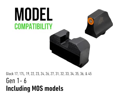 XS Sight Systems Tritium Night Sights for Glock Gen 1-6 +MOS, Model Glock Suppressor Variants